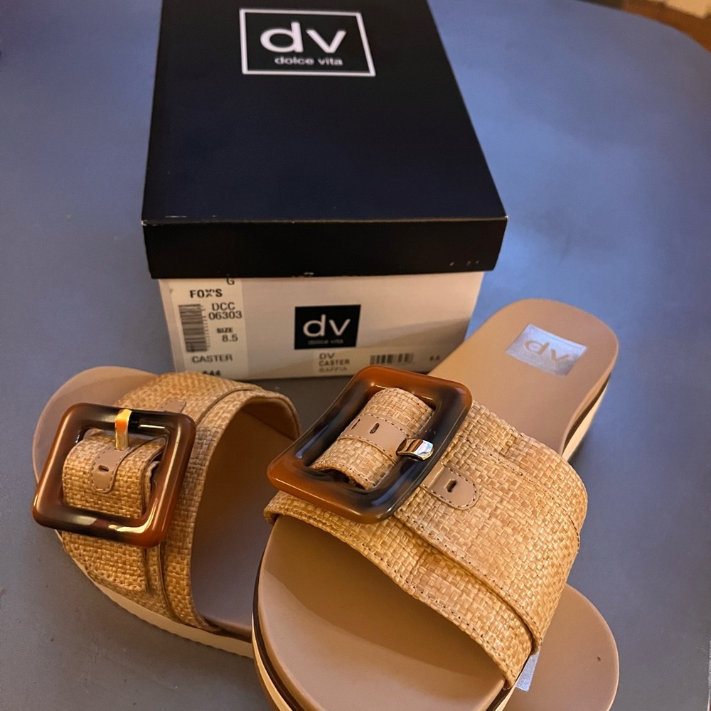 DV by Dolce Vita straw Sandals with Buckle like new
